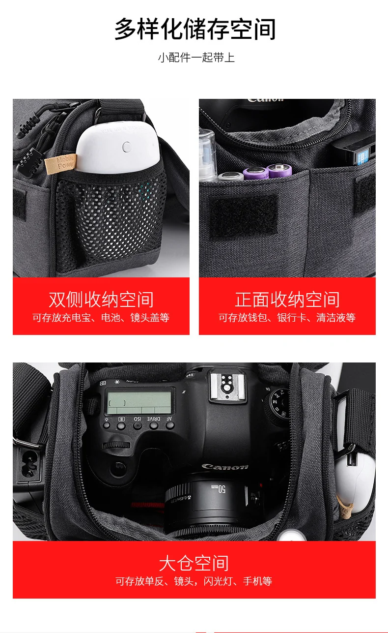 New Photography Mirrorless Bag Slr Camera Bag Shoulder Bag Storage Digital Bag Diagonal Stand-Alone Bag Lightweight Waterproof Bag