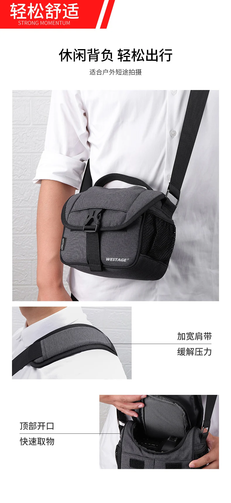 New Photography Mirrorless Bag Slr Camera Bag Shoulder Bag Storage Digital Bag Diagonal Stand-Alone Bag Lightweight Waterproof Bag