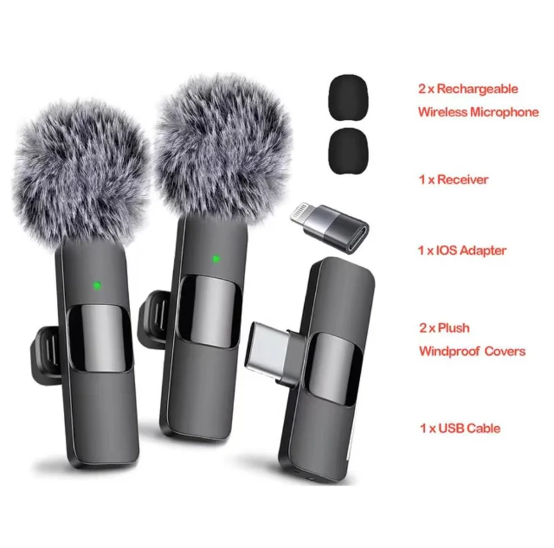 Cross-border new wireless collar clip microphone factory portable audio video recording mini K1 microphone
