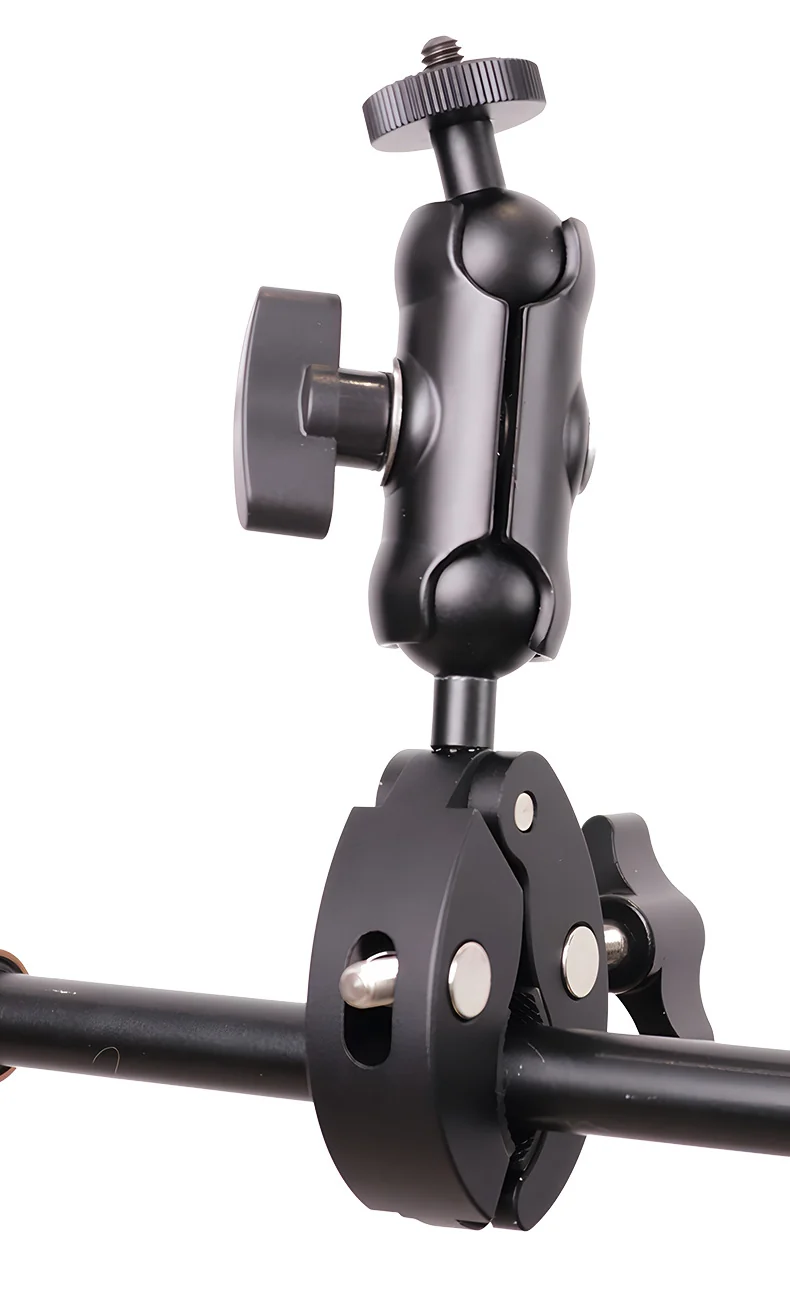 Action Camera Handlebar Bracket, Cycling Navigation Double-Head Clamp Bracket, Universal Ball Head Motorcycle Mobile Phone Holder