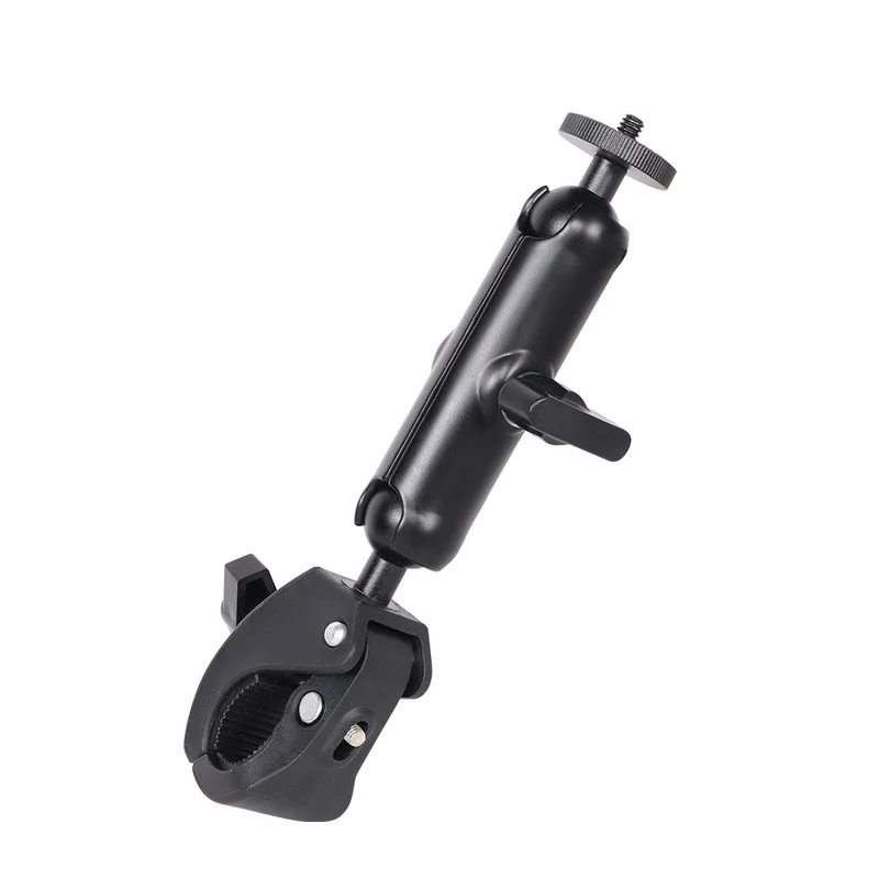 Action Camera Handlebar Bracket, Cycling Navigation Double-Head Clamp Bracket, Universal Ball Head Motorcycle Mobile Phone Holder
