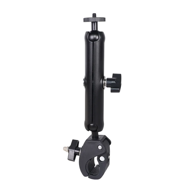 Action Camera Handlebar Bracket, Cycling Navigation Double-Head Clamp Bracket, Universal Ball Head Motorcycle Mobile Phone Holder