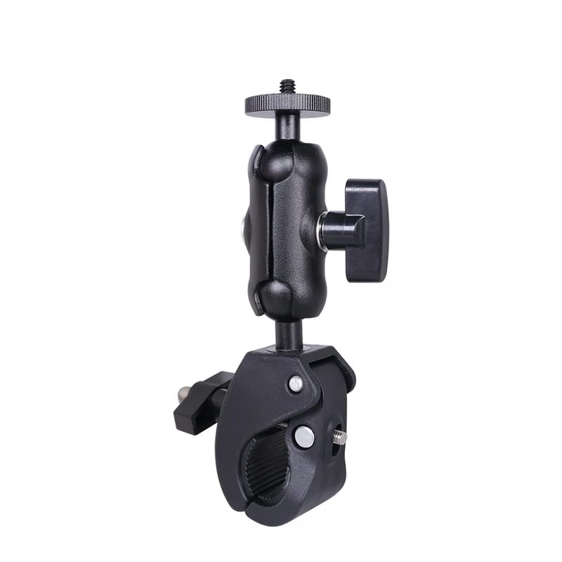 Action Camera Handlebar Bracket, Cycling Navigation Double-Head Clamp Bracket, Universal Ball Head Motorcycle Mobile Phone Holder