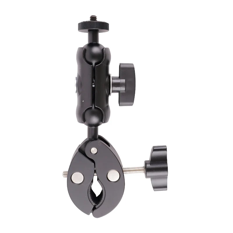 Action Camera Handlebar Bracket, Cycling Navigation Double-Head Clamp Bracket, Universal Ball Head Motorcycle Mobile Phone Holder