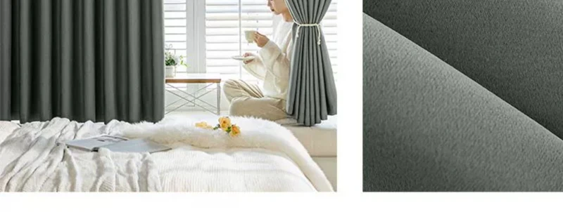 Full Blackout Hook-Type Curtains Finished Rental Room Bedroom Balcony Sunshade Simple Bay Window 2025 New Curtain Cloth