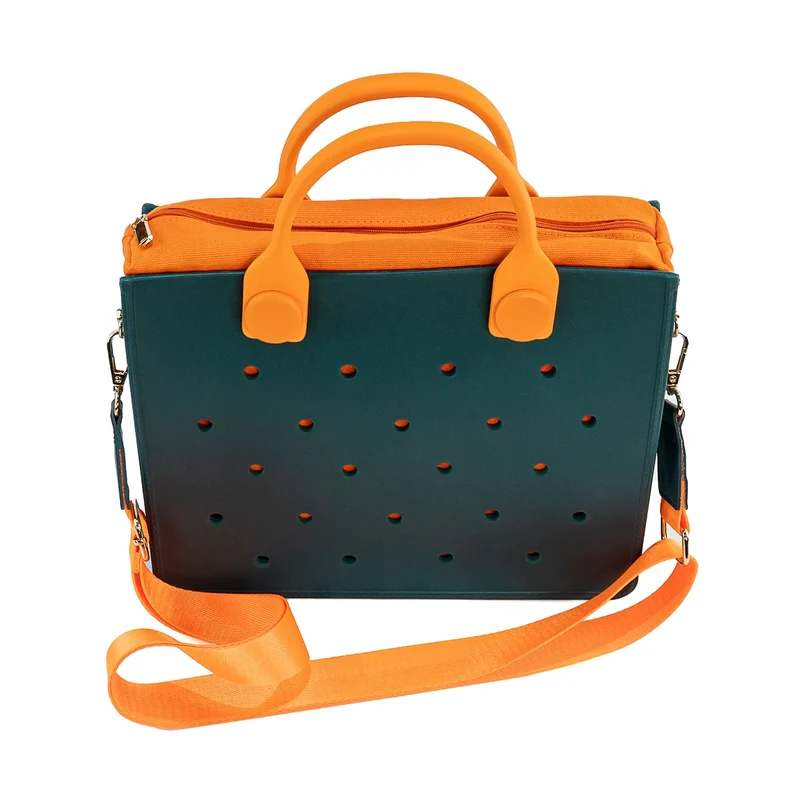 Lightweight Perforated Reusable EVA Handbag Black Women's Tote Bags for Women & Girl with Shoulder Strap for Beach & College