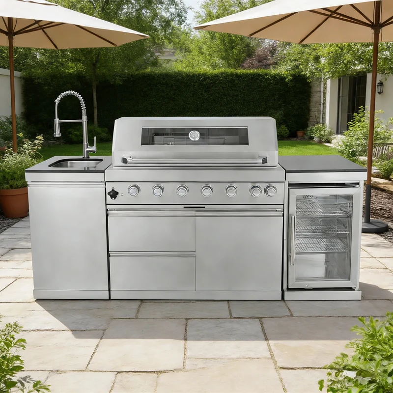 Stock in USA Warehouse 304 Stainless Steel Gas Grill BBQ Modular Outdoor Kitchen Cabinets for Garden