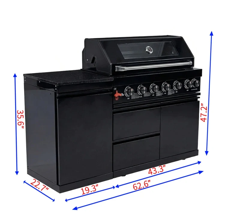 USA 7 Days Delivery Freestanding Outdoor Kitchen Modular Cabinet BBQ Kitchen Island with Rustproof Material for Resort