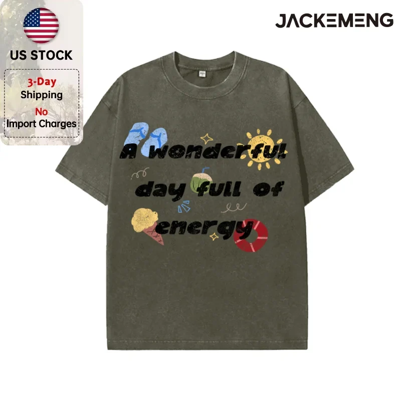 Oversized Vintage Retro Beach Cartoon Streetwear Print Tshirt USA Stock Wholesale Y2K Casual Tee