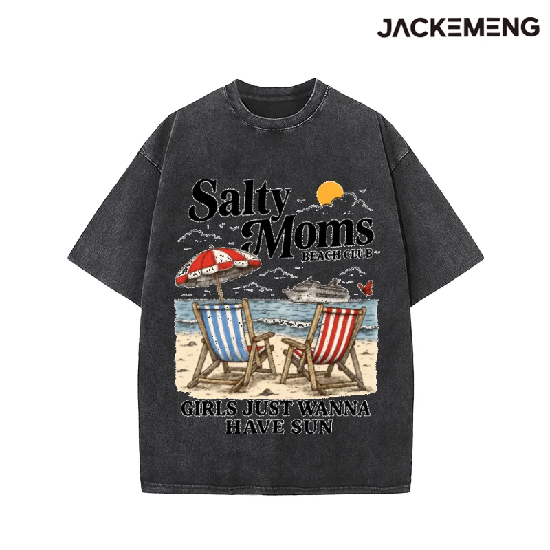 Oversized Vintage Beach Streetwear Print Tshirt USA Stock Wholesale Y2K Casual Tee