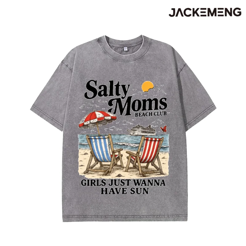Oversized Vintage Beach Streetwear Print Tshirt USA Stock Wholesale Y2K Casual Tee
