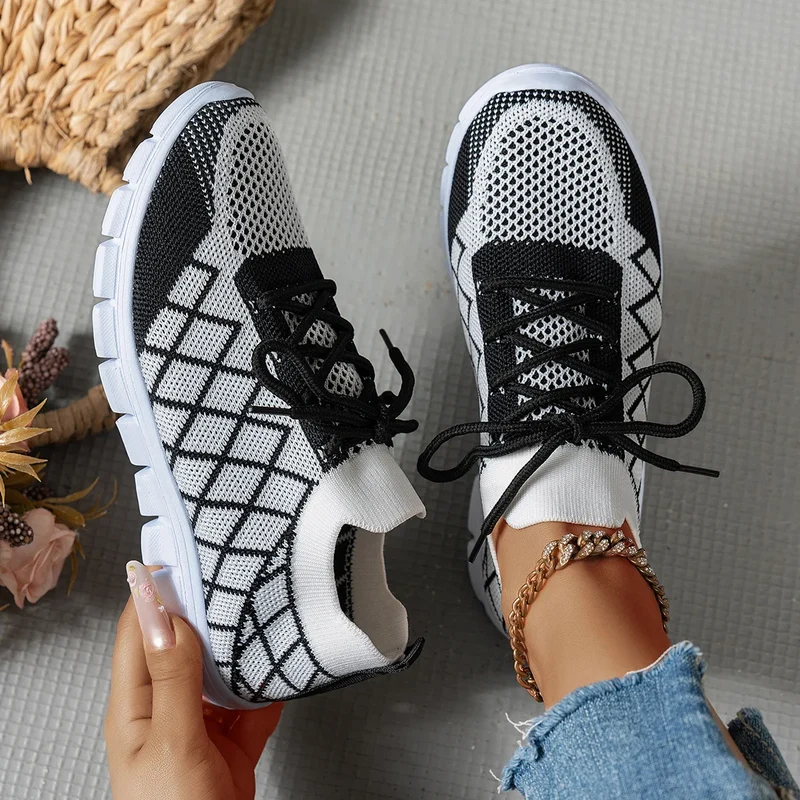2026 NEW KJ Women's Sneakers Breathable Mesh Casual Sports Shoes New Thick Sole Travel Shoes with Cushioning Lightweight