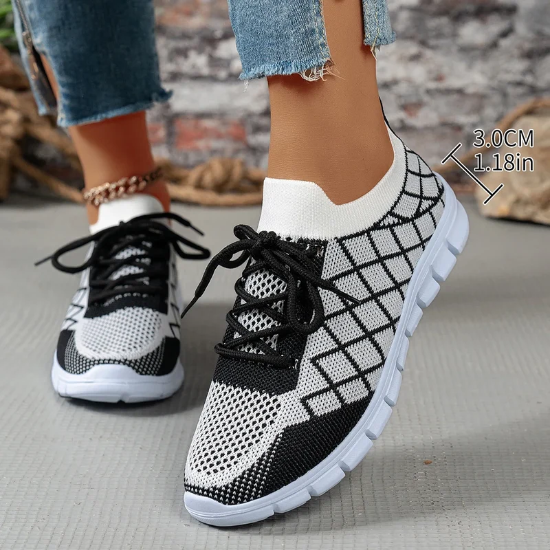 2026 NEW KJ Women's Sneakers Breathable Mesh Casual Sports Shoes New Thick Sole Travel Shoes with Cushioning Lightweight