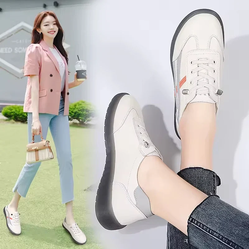 Manufacturer's Popular Genuine White Shoes Women Lightweight Casual Flat Shoes Ins Fashionable Versatile Jelly Sole Sneakers