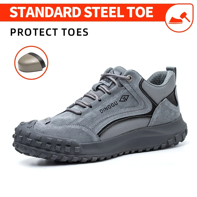 Lightweight Breathable Industrial Construction Sneakers Men's Breathable Woven Knit Shock Absorption Running Shoes