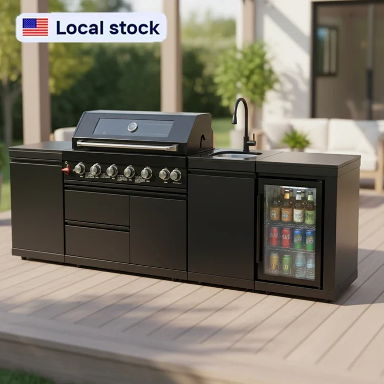 7 Days Fast Delivery Youya Hot Sale Black 85000BTU Propane/Natural Gas Grill Modular Outdoor BBQ Kitchen Set for Balcony