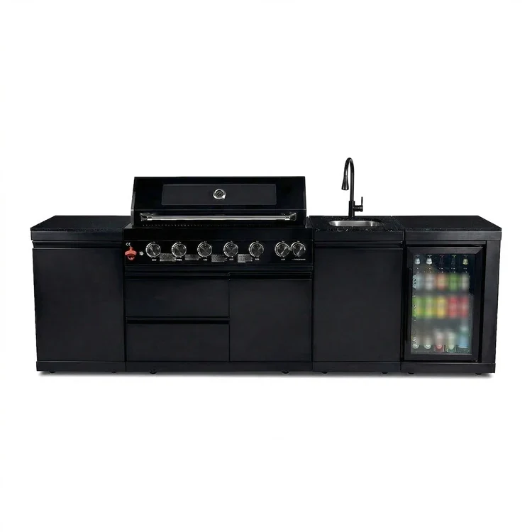 7 Days Fast Delivery Youya Hot Sale Black 85000BTU Propane/Natural Gas Grill Modular Outdoor BBQ Kitchen Set for Balcony