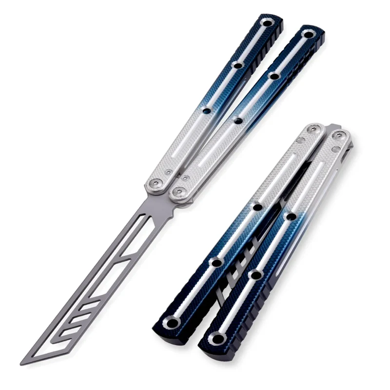 TGZUO Utility Aluminum Beginner Trainer Outdoor Portable EDC Balisong Knife Safety Blade Folding Knife