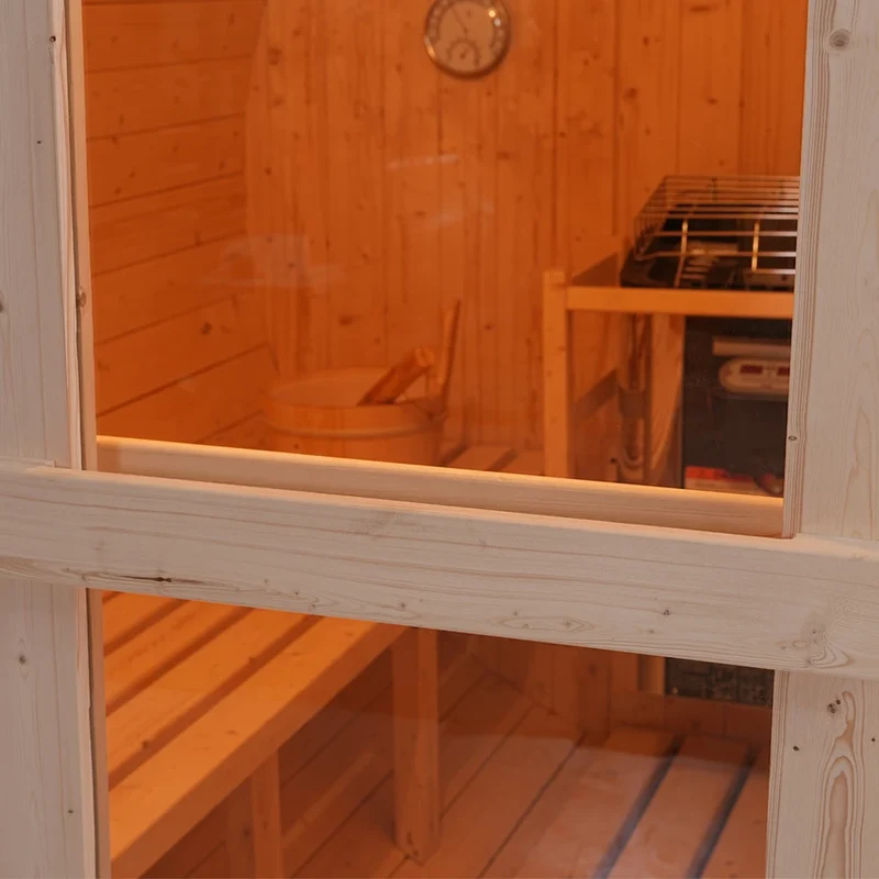 In Stock: Natural White Pine 4-Person Outdoor Barrel Sauna Kit - Premium Backyard Spa
