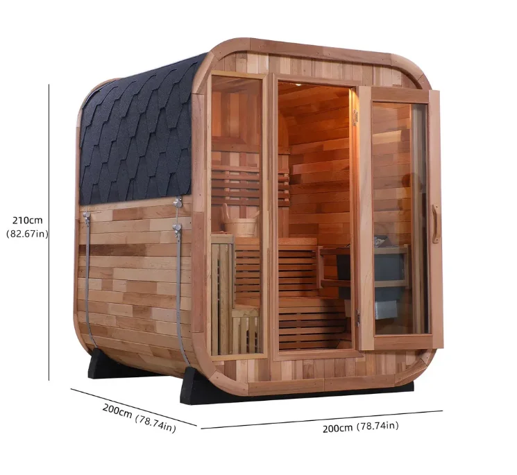 HELIUS Popular Outdoor Dry Sauna 4 Person Traditional Sauna Cedar Large Sauna Steam Sauna Outdoor with Heater