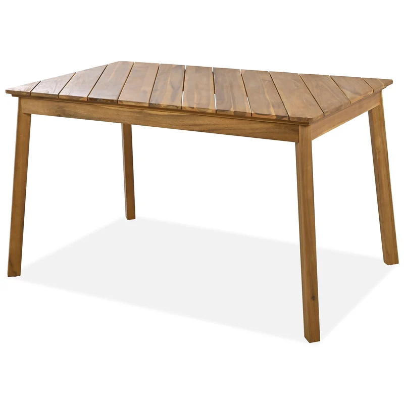 3-Piece Modern Oak Wood Dining Set with 2 Benches Portable Outdoor & Indoor Furniture for 6