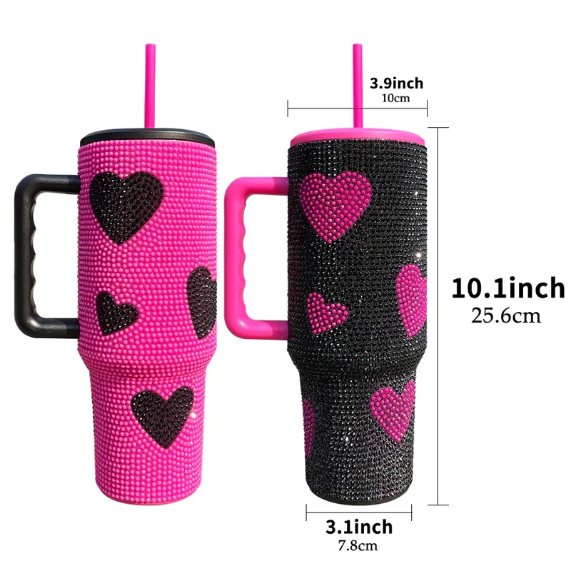 Us Warehouse 40 OZ Sparkle Rhinestone Rust Resistant Travel Mug Silicone Boots 40OZ Tumbler for Home Office Outdoor Daily Use