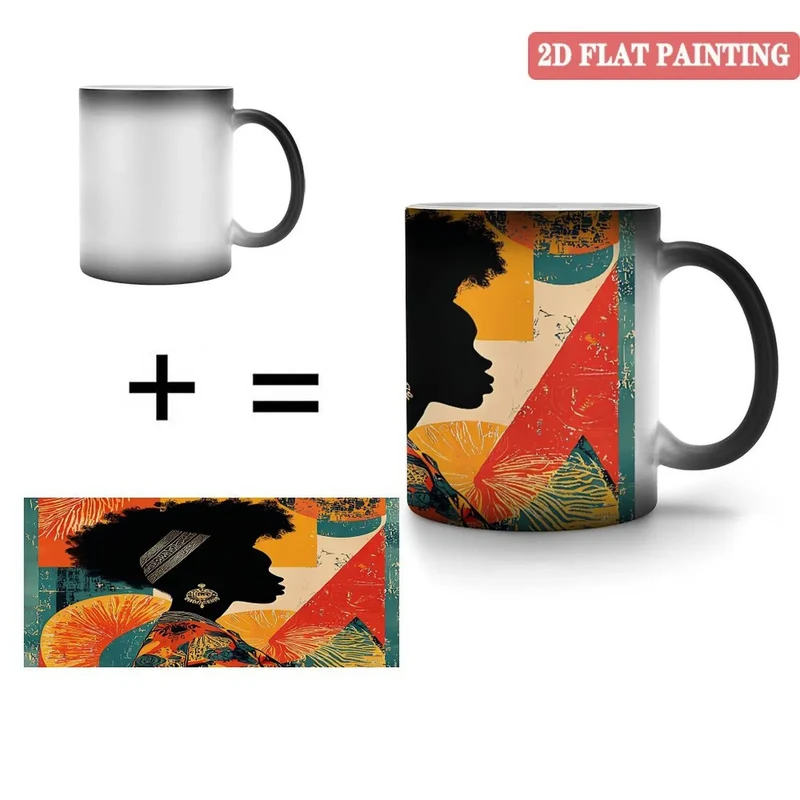 Drop shipping Indoor Outdoor Multi Scene Mug 11oz Frosted Black Ceramic Heat Activated Cup
