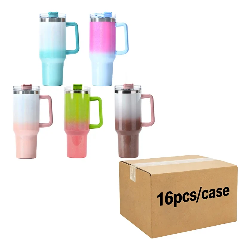 Us Warehouse 40 OZ Colorful Rainbow Plated Insulated Sports Bottle Usa 40 OZ Tumblers for Home Office Outdoor Daily Use