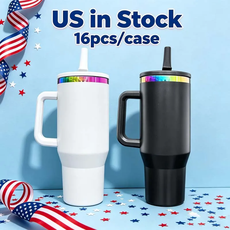 Us in Stock 40 OZ Colorful Rainbow Plated Durable Stainless Steel 40 OZ Tumbler Hello Kitty for Home Office Outdoor Daily Use