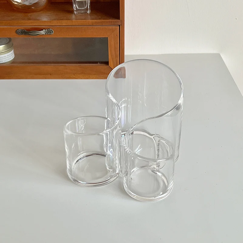 Simple Transparent Acrylic Cosmetic Brush Storage Bucket Desktop Student Pen Conner Desktop Cosmetic Lipstick Storage Box