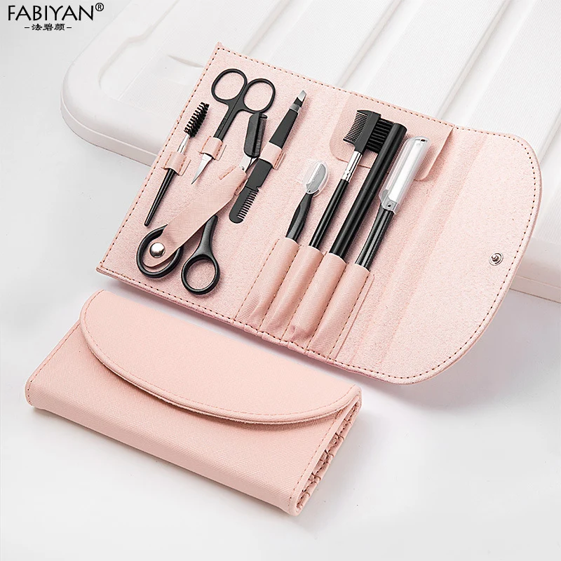 Eyebrow trimming 8 piece set beauty scissors eyebrow trimming suit beauty makeup multifunctional eyebrow clip eyebrow scissors full suit factory in stock wholesale
