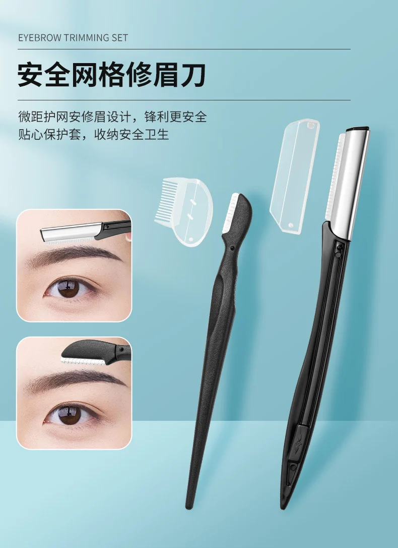 Eyebrow trimming 8 piece set beauty scissors eyebrow trimming suit beauty makeup multifunctional eyebrow clip eyebrow scissors full suit factory in stock wholesale