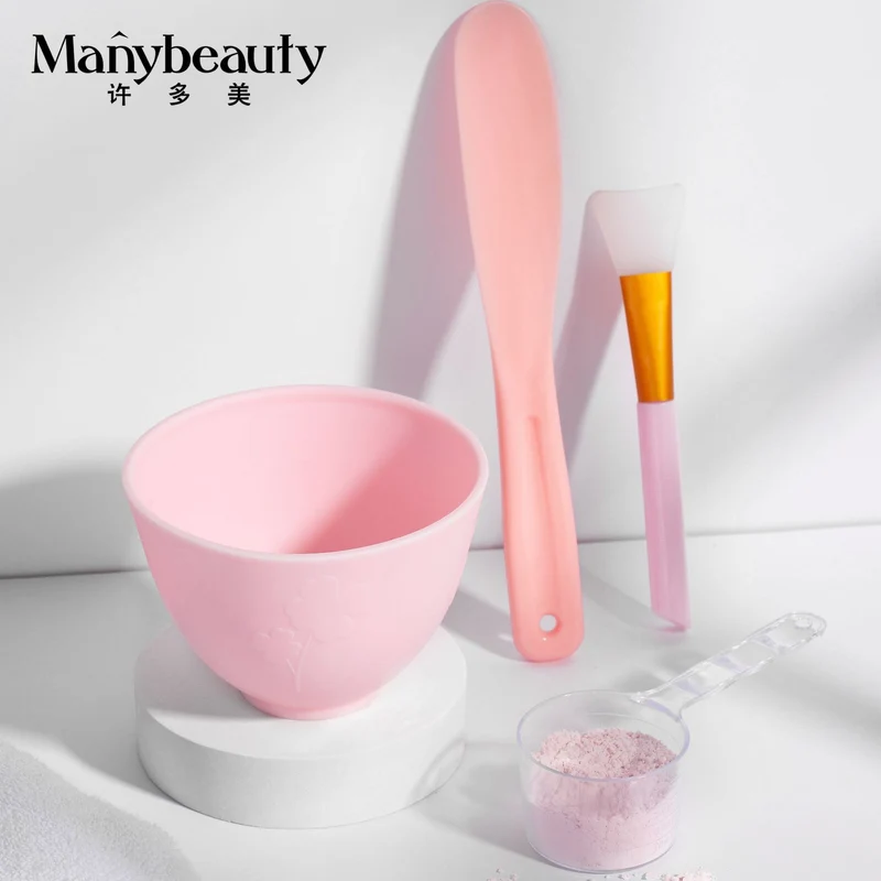 Silicone Mask Bowl, Soft Mask Bowl, Spoon Stick, Mixing Tool, Three-Piece Set, Scraper, Beauty Salon Facial Spa Special