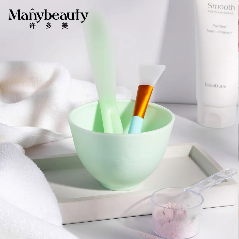 Silicone Mask Bowl, Soft Mask Bowl, Spoon Stick, Mixing Tool, Three-Piece Set, Scraper, Beauty Salon Facial Spa Special