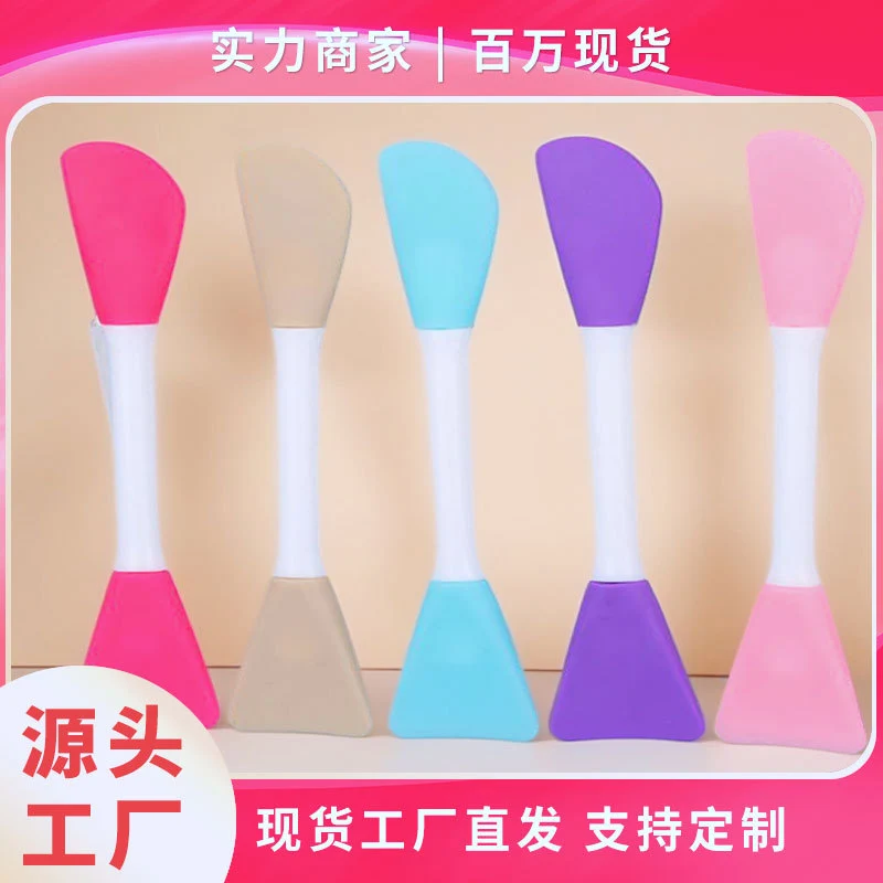 In-Stock Single Double-Sided Multi-Color Angled Flat Head Beauty Tpr Silicone Set Mask Brush and Beauty Tools