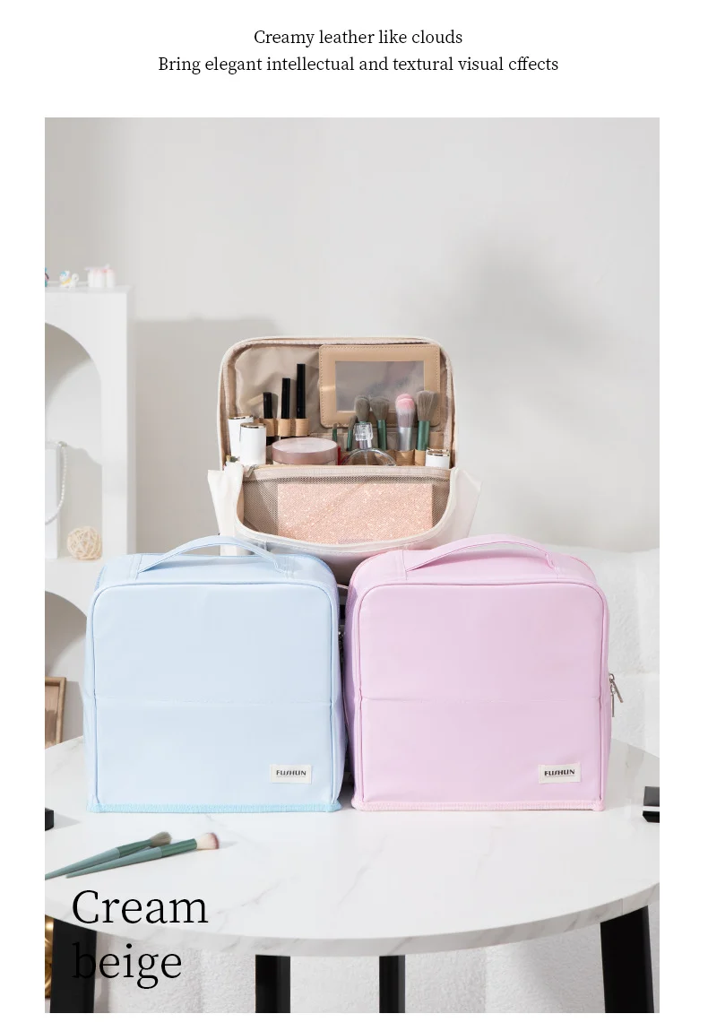 Stand-Up Cosmetic Bag, Large-Capacity Pencil Case, Women's Bag, Travel Storage Bag, Waterproof and Wear-Resistant, Can Be Hung on Luggage Bags