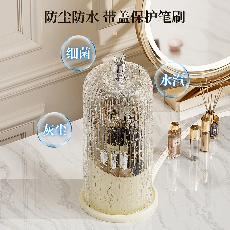High-End Cosmetics Storage Box Rotating Makeup Brush Storage Tube Lipstick Dressing Table Desktop Eyebrow Pencil Comb Pen Holder