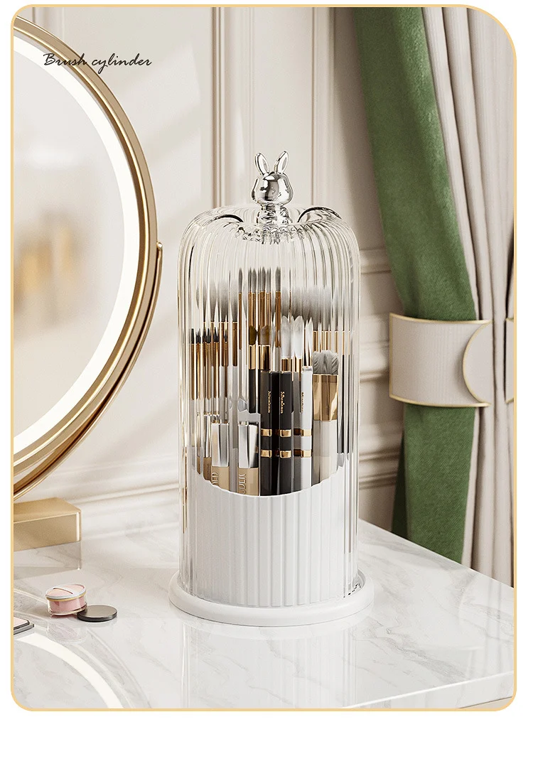 High-End Cosmetics Storage Box Rotating Makeup Brush Storage Tube Lipstick Dressing Table Desktop Eyebrow Pencil Comb Pen Holder