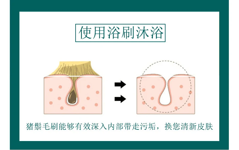 Cross-Border Hot-Selling Natural Boar Bristle Body Brush, Soft Bristle Bath Brush, Body Scrub Brush, Bristle Brush, Bath Brush, Exfoliating Tool