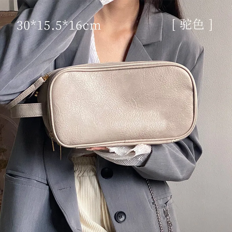 Giant Makeup Bag for Women, Large Capacity Travel Makeup Brush Bag, Toiletries Storage Bag, Chain Design, Waterproof