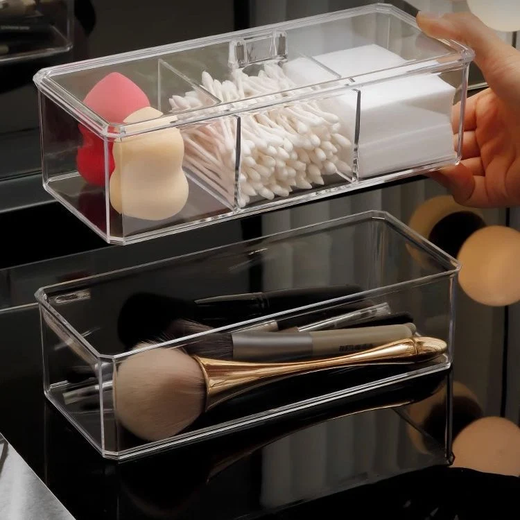 Makeup Cotton Storage Box Beauty Egg Cotton Swab Powder Puff Makeup Remover Cotton Desktop Storage with Lid Bar Storage Transparent Organization