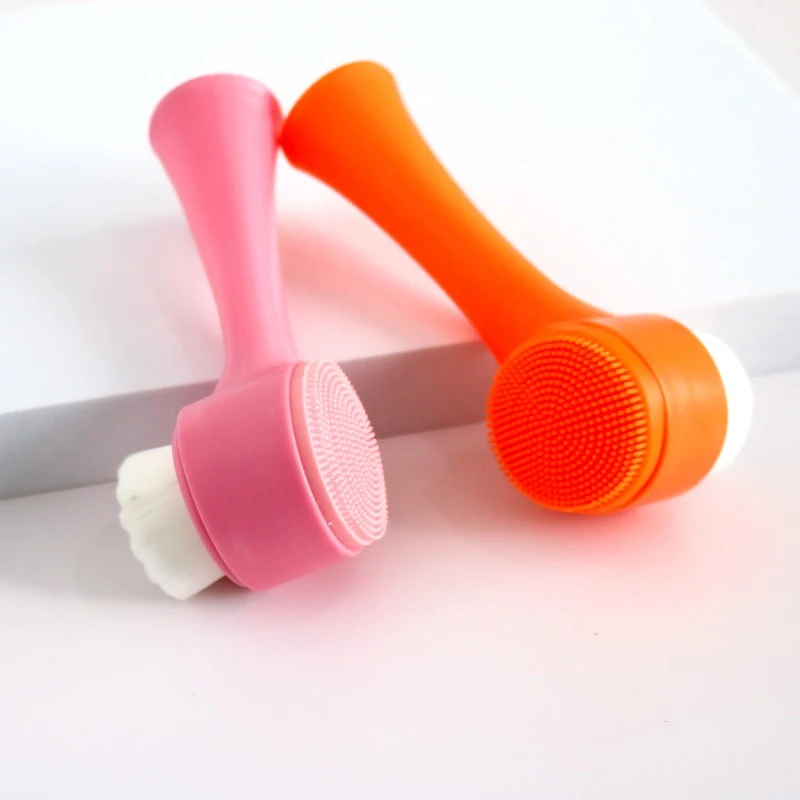 3D Silicone Double-sided Cleansing Brush Silicone Face Washing Brush Soft Hair Cleansing Brush Cleaning Pore Face Washing Instrument Massage Artifact