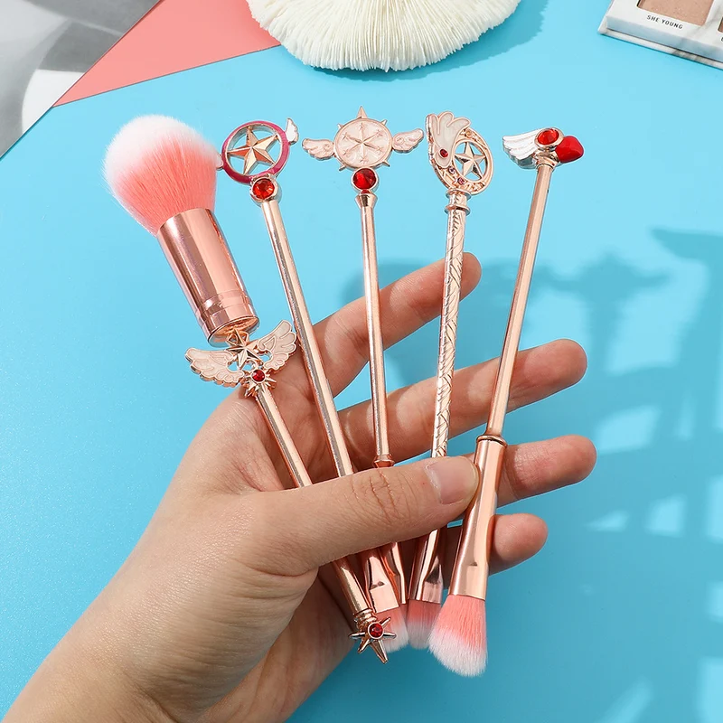 Magic Card Girl Sakura Stereoscopic Metal Makeup Brush Sparkling Eyeshadow Brush Variety Sakura Makeup Tool Set