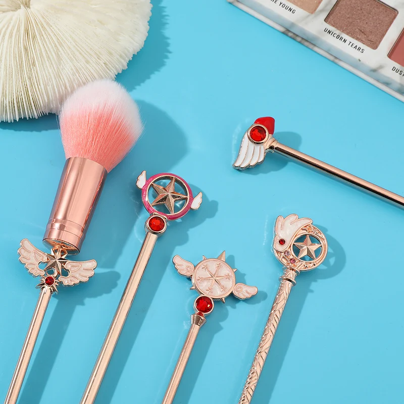 Magic Card Girl Sakura Stereoscopic Metal Makeup Brush Sparkling Eyeshadow Brush Variety Sakura Makeup Tool Set