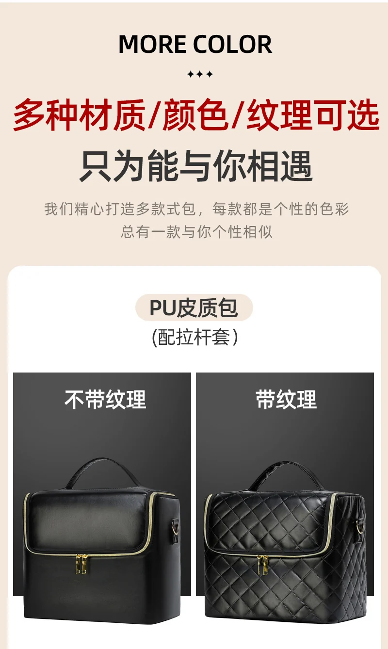 New Storage Bag Plaid Large Capacity High-Level Makeup Brush Set Makeup Makeup Artist Portable Cosmetic Bag