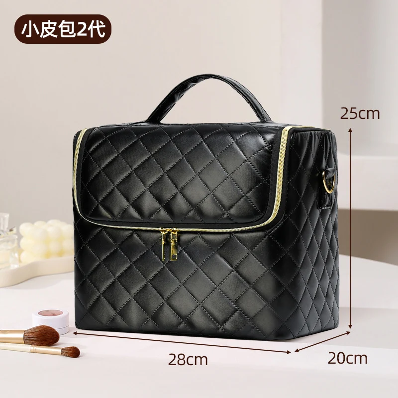 New Storage Bag Plaid Large Capacity High-Level Makeup Brush Set Makeup Makeup Artist Portable Cosmetic Bag