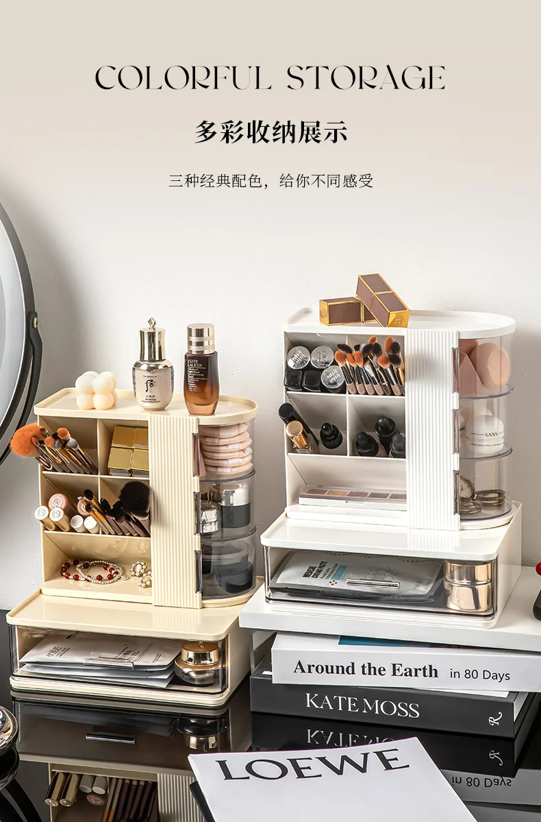 Makeup Brush Storage Box, Dressing Table, Large-Capacity Desktop, High-Looking Brush Pen Holder, Eye Shadow Brush, Eyebrow Pencil, Lipstick Shelf