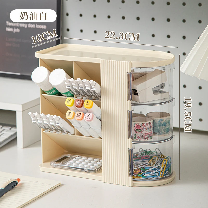 Makeup Brush Storage Box, Dressing Table, Large-Capacity Desktop, High-Looking Brush Pen Holder, Eye Shadow Brush, Eyebrow Pencil, Lipstick Shelf
