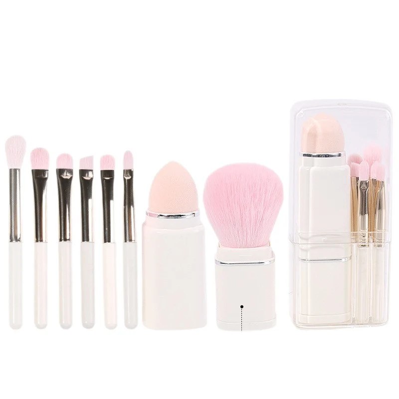 New Eight-In-One Mini Makeup Brush Set Portable Retractable Boxed Eye Shadow Brush Loose Powder Brush Concealer Brush