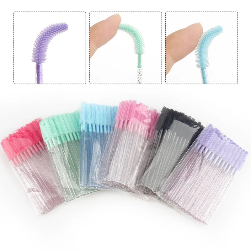 Wholesale foreign trade crystal rod silicone eyelash brush eyebrow brush color eyelash comb disposable eyelash combing tool